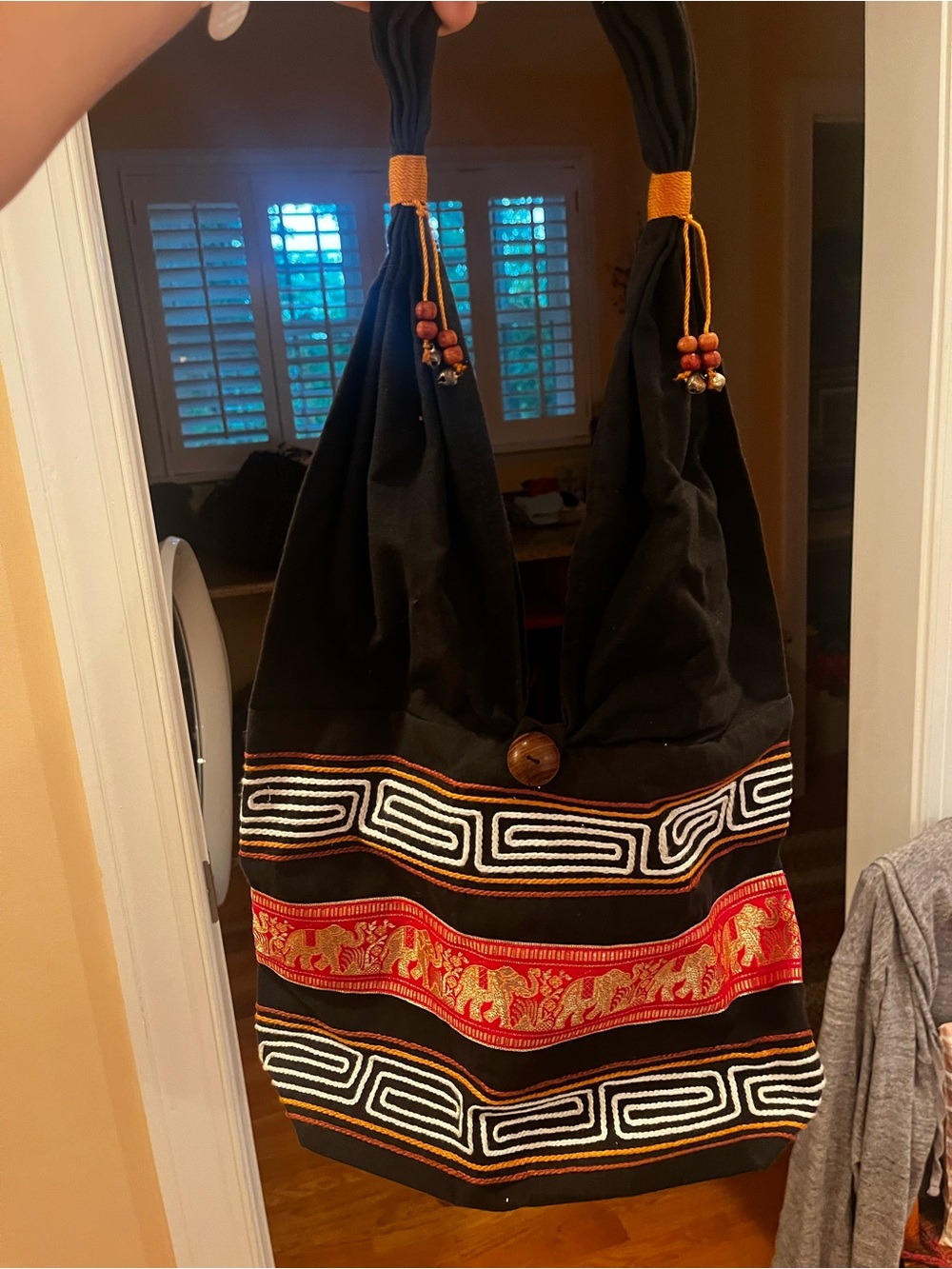 Black Ethnic Embroidered Shoulder Bag - Unbranded